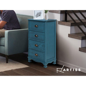 Artiss Bedside Tables Drawers Cabinet Vintage 4 Chest of Drawers Blue Nightstand