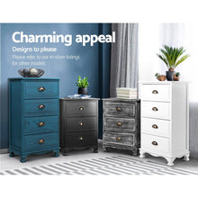 Load image into Gallery viewer, Artiss Bedside Tables Drawers Cabinet Vintage 4 Chest of Drawers Blue Nightstand
