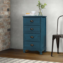 Load image into Gallery viewer, Artiss Bedside Tables Drawers Cabinet Vintage 4 Chest of Drawers Blue Nightstand
