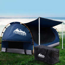 Load image into Gallery viewer, Weisshorn Double Swag Camping Swags Canvas Free Standing Dome Tent Dark Blue with 7CM Mattress
