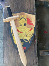Load image into Gallery viewer, Play pretend wooden Sword and Shield set
