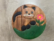 Load image into Gallery viewer, Children&#39;s Wooden Stool CAT Themed Chair Toddlers Step sitting Stool
