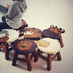 Kids Chair Wooden Stool Animal COW Theme Children’s Chair and Toddlers Stepping Stool.