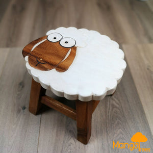 Kids Chair Wooden Stool Animal SHEEP Theme Children’s Chair and Toddlers Stepping Stool..