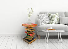 Load image into Gallery viewer, Side Table, corner Stool, Plant Stand Raintree Wood Natural Finish-Book Stack
