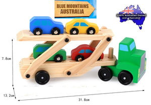 Kids wooden truck toy (Pine) 6 wheels plus movable tray and cars