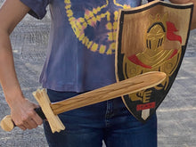 Load image into Gallery viewer, Play pretend wooden Sword and Shield set
