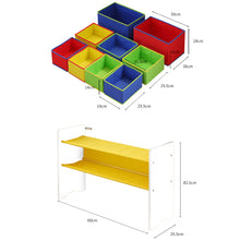 Load image into Gallery viewer, Levede Kids Toy Box 9 Bins Storage Rack Organiser Wooden Bookcase 3 Tier White
