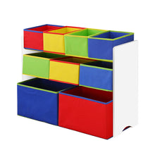 Load image into Gallery viewer, Levede Kids Toy Box 9 Bins Storage Rack Organiser Wooden Bookcase 3 Tier White
