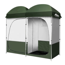 Load image into Gallery viewer, Weisshorn Double Camping Shower Toilet Tent Outdoor Portable Change Room Green
