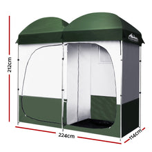 Load image into Gallery viewer, Weisshorn Double Camping Shower Toilet Tent Outdoor Portable Change Room Green
