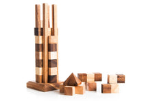 Load image into Gallery viewer, Hand Made Wood Stacking Tower Puzzle Game from Thailand - stacking advanced Tower
