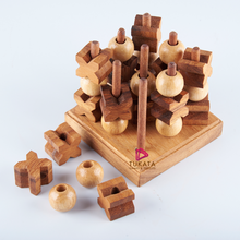 Load image into Gallery viewer, Tic-Tac-Toe 3D puzzle 3D wooden Brain teaser puzzle
