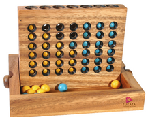 Load image into Gallery viewer, 4 IN A ROW GAME Connect four board game with marbles-ready for travel.
