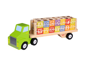 Learning toy Truck: Wooden kids alphabet and numbers toy truck