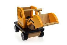 Load image into Gallery viewer, Excavator toy wooden bulldozer with movable parts-large 28 cm length- gift ready.
