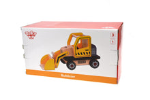 Load image into Gallery viewer, Excavator toy wooden bulldozer with movable parts-large 28 cm length- gift ready.
