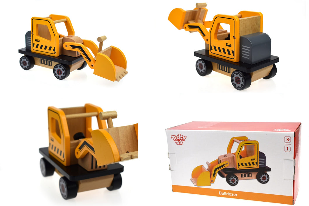 Wooden bulldozer toy