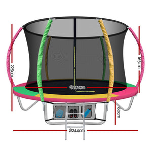 Everfit 8FT Trampoline Round Trampolines Kids Present Gift Enclosure Safety Net Pad Outdoor Multi-coloured