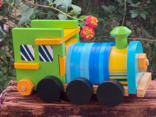 Load image into Gallery viewer, Wooden Train Toy with Puzzle Shapes for building and imaginative play
