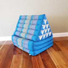 Load image into Gallery viewer, Thai kapok cushion  Day bed roll out mattress 3-Folds with backrest Cushion -100% Thailand handmade Kapok-Blue
