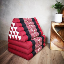 Load image into Gallery viewer, Thai kapok cushion Day bed roll out mattress 3-Folds with backrest Cushion -100% Thailand handmade Kapok-Red
