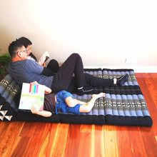 Load image into Gallery viewer, Thai kapok cushion XL double bed size Thai Triangle Pillow Daybed THREE FOLDS Blue Elephant.-out stock
