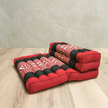 Load image into Gallery viewer, Thai kapok cushion3-Fold Zafu Meditation Cushion Set Thai Kapok Filled Floor Mat-RED.
