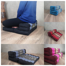 Load image into Gallery viewer, 3-Fold Zafu Meditation Cushion Set Thai Kapok Filled Floor Mat
