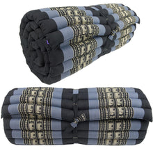 Load image into Gallery viewer, Thai kapok cushion Day bed Roll Up Mattress Foldout Mat for camping or motorbike trips in comfort Natural Kapok Filled Red Blue Green dark red options
