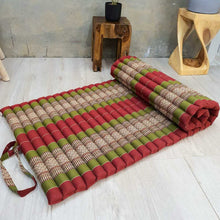 Load image into Gallery viewer, Thai kapok cushion Day bed Portable Roll Up Mattress Foldout Mat Red/Green or Blue , Red Thai handmade Kapok
