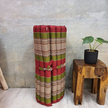 Load image into Gallery viewer, Thai kapok cushion Day bed Roll Up Mattress Foldout Mat for camping or motorbike trips in comfort Natural Kapok Filled Red Blue Green dark red options
