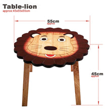 Load image into Gallery viewer, Children&#39;s Animal Table Wooden LION Theme.
