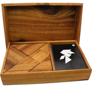 Logic Tangram Set with Play Cards Wooden Puzzle Game