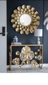 FLORET MIRRORED METAL CONSOLE TABLE