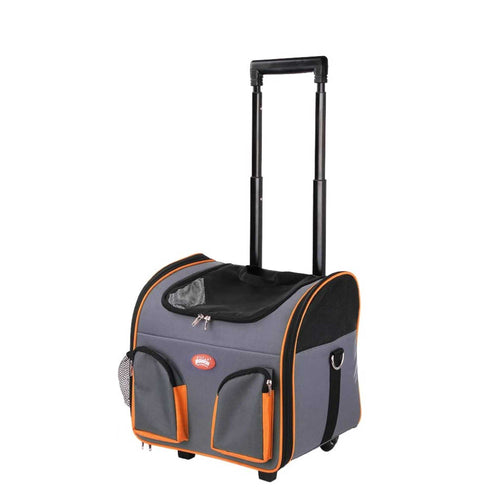 Pet Trolley Dog Cat Puppy Travel Wheeled Cart Portable Foldable Carrier Orange-0