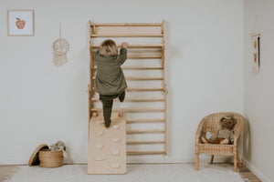 Children's Natural indoor Climbing Triangle and Swedish Wall 2in1, Montessori Triangle, Climber, Climbing Triangle Set, plus balance board.