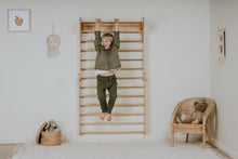 Load image into Gallery viewer, Children&#39;s Natural indoor Climbing Triangle and Swedish Wall 2in1, Montessori Triangle, Climber, Climbing Triangle Set, plus balance board.
