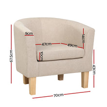 Load image into Gallery viewer, Artiss Armchair Lounge Chair Tub Accent Armchairs Fabric Sofa Chairs Beige
