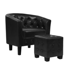 Load image into Gallery viewer, Artiss Armchair Lounge Chair Ottoman Tub Accent Chairs PU Leather Sofa Armchairs Black
