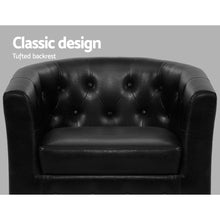 Load image into Gallery viewer, Artiss Armchair Lounge Chair Ottoman Tub Accent Chairs PU Leather Sofa Armchairs Black
