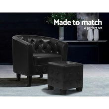 Load image into Gallery viewer, Artiss Armchair Lounge Chair Ottoman Tub Accent Chairs PU Leather Sofa Armchairs Black
