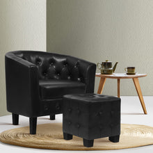Load image into Gallery viewer, Artiss Armchair Lounge Chair Ottoman Tub Accent Chairs PU Leather Sofa Armchairs Black

