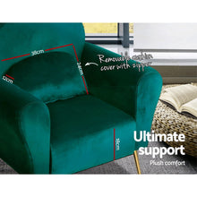 Load image into Gallery viewer, Artiss Armchair Lounge Chair Accent Armchairs Chairs Sofa Green Cushion Velvet
