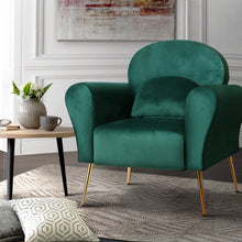 Load image into Gallery viewer, Artiss Armchair Lounge Chair Accent Armchairs Chairs Sofa Green Cushion Velvet
