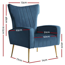 Load image into Gallery viewer, Artiss Armchair Lounge Accent Chairs Armchairs Chair Velvet Sofa Navy Blue Seat
