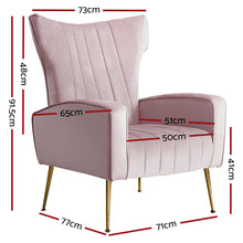 Load image into Gallery viewer, Artiss Armchair Lounge Chair Accent Armchairs Chairs Velvet Sofa Pink Seat
