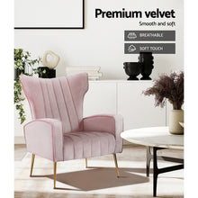 Load image into Gallery viewer, Artiss Armchair Lounge Chair Accent Armchairs Chairs Velvet Sofa Pink Seat
