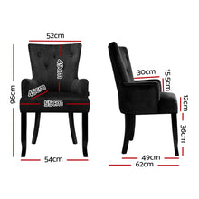 Load image into Gallery viewer, Dining Chairs French Provincial Chair Velvet Fabric Timber Retro Black
