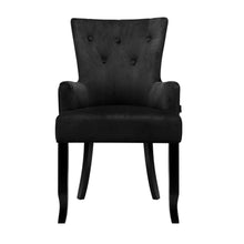 Load image into Gallery viewer, Dining Chairs French Provincial Chair Velvet Fabric Timber Retro Black
